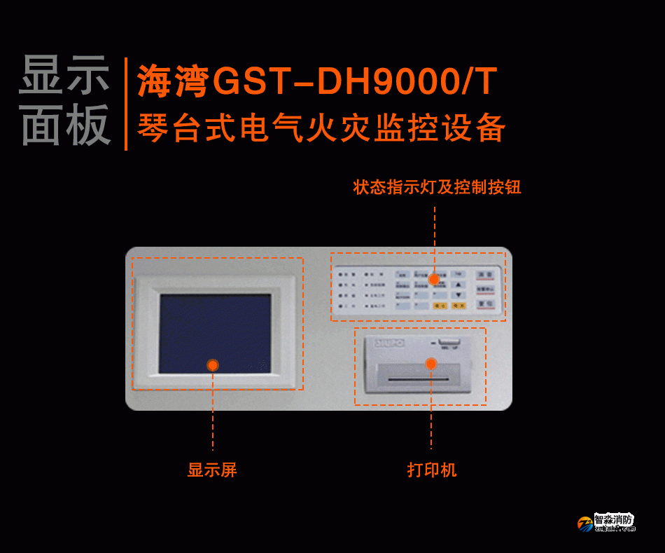 GST-DH9000/T琴臺式電氣火災監控設備顯示面板