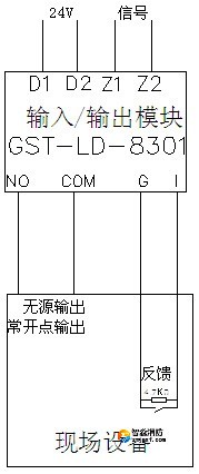 無源輸出時，輸出檢線電壓由被控設備提供，模塊與控制設備的接