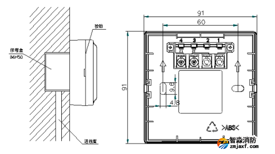 海灣J-SAM-GST9121B手動(dòng)火災(zāi)報(bào)警按鈕預(yù)埋盒